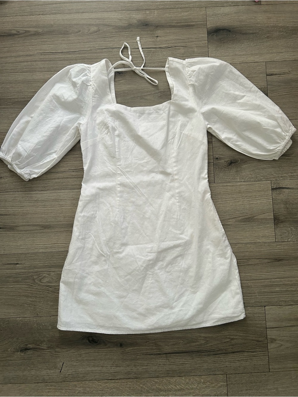a new day White Puff-Sleeve Square-Neck Dress